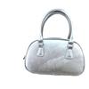 Bolso pequeño cuadrado con textura de cera de aceite, personalizado, plateado, estilo retro, moderno y versátil, tipo bandolera tipo bolos.