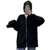 Jaqueta Moletom Cinza com Capuz Estilo Preguiçoso Transfronteiriço, Novo Estilo Outono Manga Longa Solta Cardigan com Zíper Feminino Tendência
