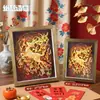 Criação de Papel Escultura de Papel 3D a Olho Nu Clássica Chinesa Pintura de Veado de Nove Cores Ornamento do Ano do Cavalo Presente para Familiares e Amigos Tendência Nacional Presente