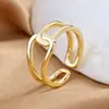 Anillos Minimalistas de Doble Capa Entrelazados para Mujer, Anillos de Banda Simple Geométrica Giratoria Ajustable para el Día a Día
