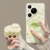 Funda magnética para teléfono de pato lindo adecuada para Huawei Pura90 con soporte, P80 Pro verde, 70 transparente, 60 ultra