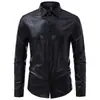 Nueva Camisa de Hombre Otoño/Invierno Amazon Transfronteriza Estampado de Piel de Serpiente Proceso de Estampado en Caliente Talla Europea Corte Ajustado Camisa de Manga Larga para Hombre
