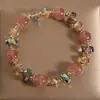 Pulsera Personalizada de Nuevo Estilo para Mujer en Verano, Pulsera de Cuentas de Vidrio de Cristal de Fresa, Cristal Rosa, Moderna, Joyería de Mano Simple y Versátil