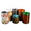 Mascota cristal lata sellada frasco redondo botella de plástico de grado alimenticio caramelo fruta confitada lata frasco de embalaje