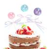 Adorno para Pastel de Bola de Lentejuelas con Lazo de Cinta Enchufe Decoración para Mesa de Postres de Fiesta Tarjeta Enchufable