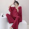Novo Pijama Doce de Primavera de Algodão e Seda para Meninas 2026, Conjunto de Duas Peças para Casa com Mangas Longas e Calças Longas Plus Size