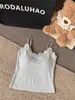 Camisola Blanca de Encaje con Cuello en V para Mujer, Verano, Corta, Ajustada, Sin Mangas, con Almohadilla en el Pecho