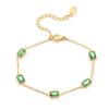 Estilo Europeu e Americano de Venda Quente Transfronteiriça Pulseira Quadrada de Zircônia com Esmeralda Inlaid Banho a Vácuo em Ouro Pulseira de Aço Titânio com Design de Nicho