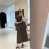 LK331 Elegante Ocio ~ Vestido de Verano Super Slim con Cintura Irregular y Cordones, Diseño de Nicho, Falda