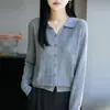 Nuevo Estilo Otoño/Invierno 2026 Cárdigan de Punto con Cuello Solapa para Mujer, Suéter de Moda que Adelgaza, Ropa de Abrigo Elegante, Top Versátil para Usar como Base