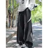 Pantalones largos de marca de moda estilo americano de corte holgado, pantalones deportivos casuales de pierna ancha, pantalones de chándal a rayas de alta resistencia para hombre, diseño deconstruido de otoño