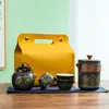 Juego de Té de Viaje Cerámica Gaiwan Juego Una Tetera Tres Tazas Tetera para Preparar Té Evento de Negocios de Empresa Recuerdo Impresión