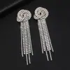 Brincos de Diamante Exagerados Novos Transfronteiriços Cruz Redonda Full Diamond Claw Chain Brincos de Franja Fabricantes Fornecem E813