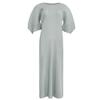 Vestido Dobrável com Manga 2026 Alta Costura Primavera Cor Sólida Casual Gola Redonda Plissado Comprimento Médio Slim Linha A para Mulheres