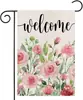 Bandera Decorativa de Jardín Nueva Primavera y Verano 2024, Doble Cara, Estampado Floral, Lino, Anti-Manchas, Bandera de Jardín Exterior