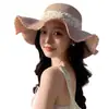 Nuevo Sombrero Estilo Coreano para Mujer, Sombrero de Paja Ondulado de Alta Gama con Flecos, Sombrero de Sol para Cubrir el Rostro al Aire Libre, Sombrero de Sol con Cinta al por Mayor