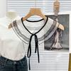 Vestido de verano con cuello falso y chal pequeño para mujer, cuello de encaje combinable, cuello decorativo multifuncional, cuello de encaje con lazo