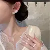 Colar com Pingente Flor de Pessegueiro para Mulheres, Novos Brincos de Coração de Pessegueiro de Luxo Leve, Anel de Pérola Flor de Pessegueiro de Alta Qualidade