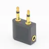 Adaptador de audio para auriculares de aviación 3.5MM chapado en oro de doble canal enchufe de auriculares de aeronave enchufe de aviación