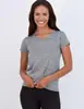 Nailon Catiónico Seda Transfronterizo Nueva Camiseta de Manga Corta para Mujer Verano Holgada Ropa de Fitness Deportiva Color Piel Hombro Derecho Secado Rápido Yoga
