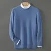 Suéter de Lana para Hombre con Cuello Semi Alto, Jersey Grueso de Negocios, Camisa Base de Punto Holgada de Color Sólido, Venta al por Mayor Transfronteriza para Hombres