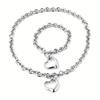 Collar de acero de titanio con forma de corazón de melocotón hueco, personalizado, sencillo y transfronterizo, con hebilla gruesa exagerada, colgante de amor, collar de moda que no se decolora
