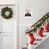 Venta Cruzada Más Vendida Amazon Nuevo Producto Decoración Navideña de Invierno Letrero de Puerta Placa Redonda Artesanías de Madera Señal Colgante Decorativa