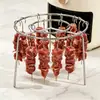 Estante de barbacoa de acero inoxidable, estante de parrilla vertical para freidora de aire, estante de barbacoa redondo, estante de brochetas de cocina para horno doméstico