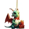 Colgante Decoración Navideña Transfronterizo Dinosaurio Árbol de Navidad Lindo Dragón Tallado Colgante Decoración Festiva Interior de Coche