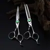 Tijeras Grandes Rectas Fm-123 de 6.0 pulgadas con Mango de Piedra Semipreciosa Verde, Tijeras Planas de Corte de Color Brillante, Tijeras de Peluquería, Tijeras para Cortar el Cabello