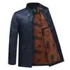 Chaqueta de algodón estilo Tang de invierno para hombres, de mediana edad y ancianos, con forro de polar añadido y material engrosado, en estilo chino tradicional, adecuada para padres y abuelos