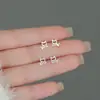 Pendientes Huecos de Gato de Plata Pura S999, Diseño Lindo de Animal, Estilo Coreano Simple, Pendientes Versátiles y Exquisitos para Mayorista