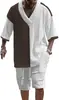 Producto Nuevo Transfronterizo Temu Camiseta Jacquard Impresión 3D Conjunto de Shorts Deportivos para Hombre Cuello en V Grande