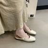 Sandálias Fada Estilo Francês Slip-On para Mulheres 2025 Verão Rasteirinhas de Sola Reta Pequena Fragrante Mary Jane Bico Meias Chinelos