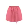 Shorts de Lino Tencel Estilo Old Money con Cordón para Mujer Verano 2025 de Pierna Ancha, Cintura Alta, Línea A, Deportivos Casuales