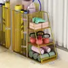 Cesta de Almacenamiento para Esterilla de Yoga Estante de Almacenamiento para Equipos Deportivos y de Fitness Carrito Pequeño de Hierro con Ruedas para Bádminton Hogar