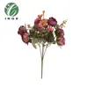 Decoración Individual de Rosa Granada Artificial con Hilo de Perlas, Flor Artificial de Seda para Hogar, Hotel, Tapicería, Arreglo de Boda y Pieza de Exhibición