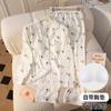 Pijama de Algodão Nuvem para Mulheres com Bojo, Outono, Manga Longa, Calça Longa, Roupa de Casa Doce e Fofa - Atacado em Estoque