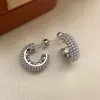 Pendientes de Aro Estilo Song Jia de Plata de Ley 925 para Mujer, Pendientes de Perla Personalizados Marca S de Lujo Ligero, Joyería para Orejas de Diamante Completo de Moda