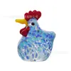 Artesanías de Esmalte de Colores Loro Lindo Gallo Pequeño Gallina Pequeña Dibujos Animados Adornos de Cristal Sala de Estar Hogar Decoración Suave Péndulo