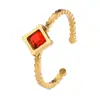 Anillo Popular Transfronterizo de Acero de Titanio Abierto de Circonia Colorida para Mujer, Anillo de Oro de 18 Quilates que No se Desvanece, Moderno y Versátil