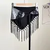 Lenço Triangular com Franjas, Estampa de Leopardo, Seda Brilhante, Multifuncional de Verão, Nicho, Cinto Decorativo de Alta Qualidade, Acessório para Camadas
