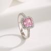 Base de Cobre Corte Flor de Hielo Cuadrado 6*6mm Rojo Rosa Padme Aguamarina Diamante Amarillo Anillo para Mujer Anillo de Diamante de Alto Carbono
