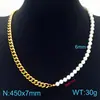Collar de Cadena de Acero Inoxidable con Empalme de Perlas Transfronterizo Europeo y Americano Oro de 18 Quilates Lujo Accesible Cadena para la Clavícula Joyería Versátil de Gama Alta