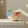 Taza Antigua Maestra de Loto Pintada a Mano con Esmalte Caramelo, Juego de Té Kung Fu para Uso Doméstico, Taza Azulejo Azul y Blanco para Cata de Té