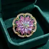 Broche de Flor con Pedrería Ojo de Caballo Colorido de Industria Pesada para Mujer Broche Floral Redondo Hueco Accesorio para Abrigo Hebilla de Bufanda de Seda En Stock