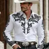 Amazon Camisa Vaquera Occidental de Manga Larga para Hombre Corte Slim Fit En Stock Modelo Nuevo Transfronterizo