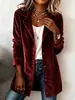 2026 Europea y Americana Todas las Estaciones Otoño e Invierno Retro Pana Botones Suelta Media Longitud Casual Viaje Diario Cuello de Traje Chaqueta