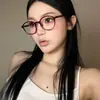 Lentes Retro Ultraligeros Rojos Lisos para Mujer Miopía Ajustable Sentido Avanzado Adelgazantes Antiluz Azul Montura Redonda Montura de Ojo