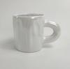 Taza de cerámica para pastel japonesa y coreana, taza de orejas grandes TikTok, taza de tinta salpicada, taza de agua para macarrones, taza nórdica grande y gorda
